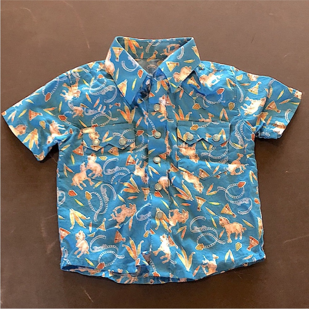 Wrangler Kids' Blue‎ Cowboy Print Shirt